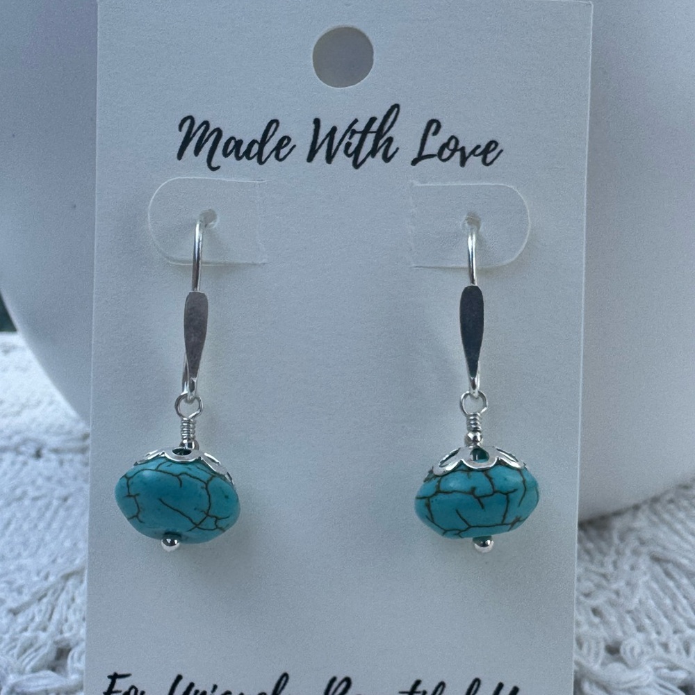 Turquoise/Blue Howlite Sterling Silver Dangle Earrings